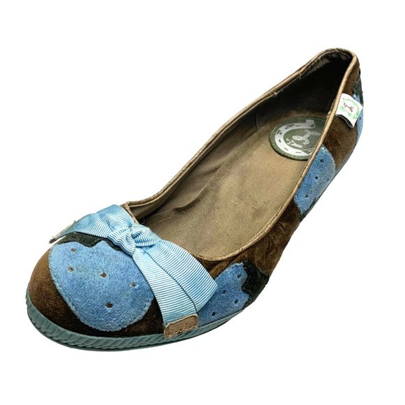 MISS L FIRE Blue Velvet‎ Embroidered Wedge - Picture 4 of 11